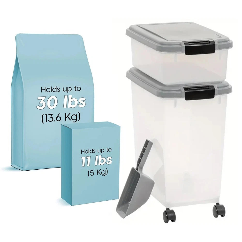 3PCS 30 Lbs. +11 Lbs.Pet Food Container | Dog & Cat Food Storage Bin with Scoop