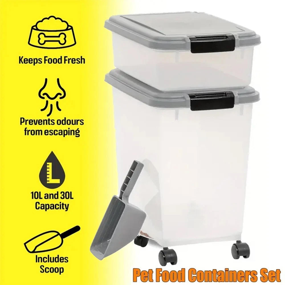 3PCS 30 Lbs. +11 Lbs.Pet Food Container | Dog & Cat Food Storage Bin with Scoop