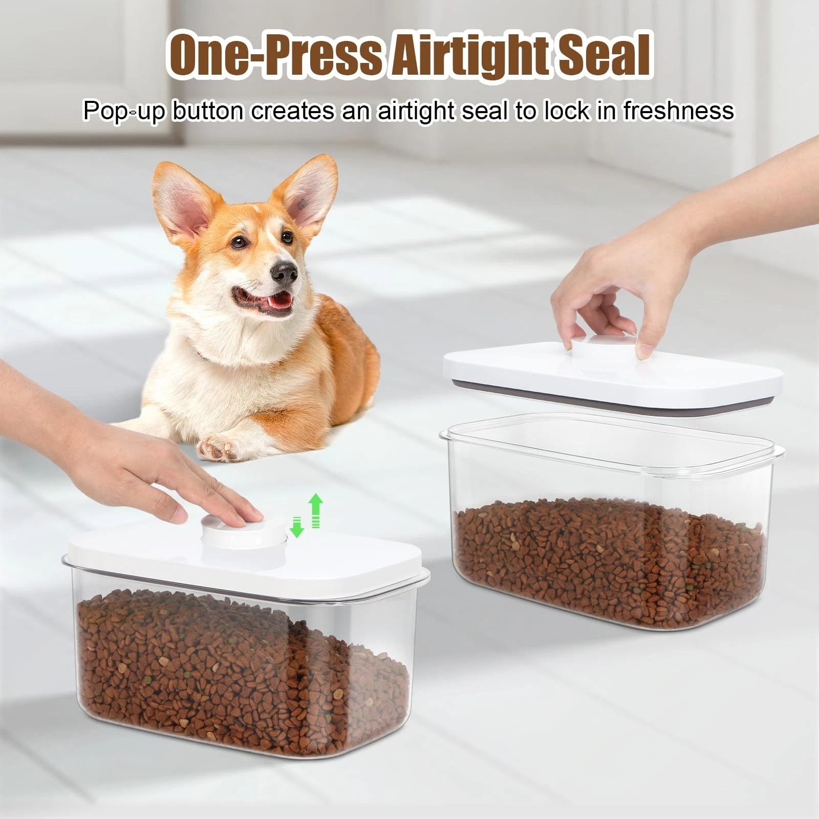 Dog Cat Food Storage Container 6-8 Lbs with Easy-Carrying Handles, Stackable ...