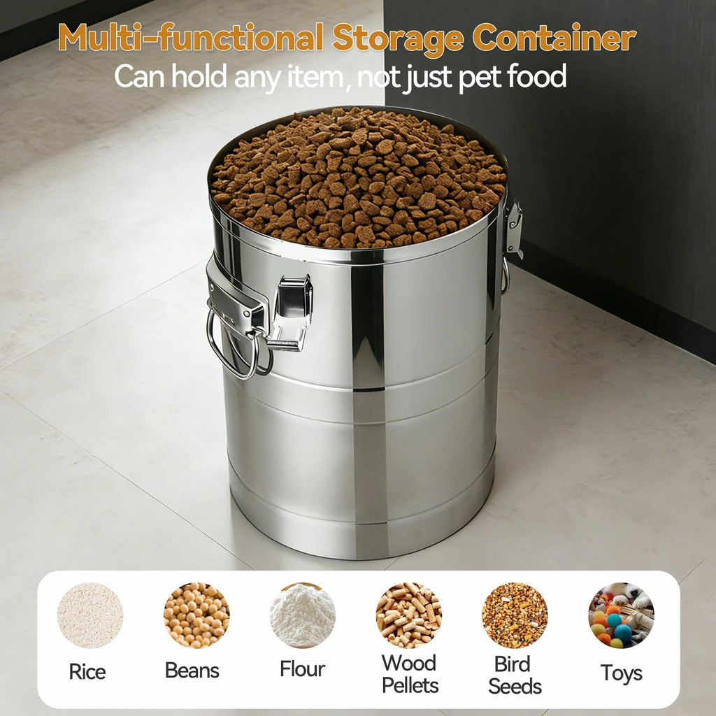 35 Lbs Stainless Steel Dog Food Storage Container, Large Airtight Pet Food St...